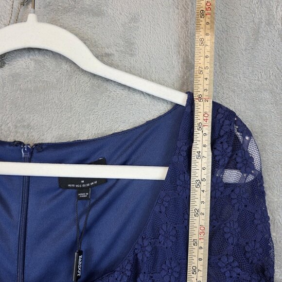 Bardot Dress Womens US 6 Navy Adoni Lace Midi Long Sleeve Floral Evening Formal - Picture 10 of 15